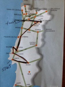 Map of Portugal and our route